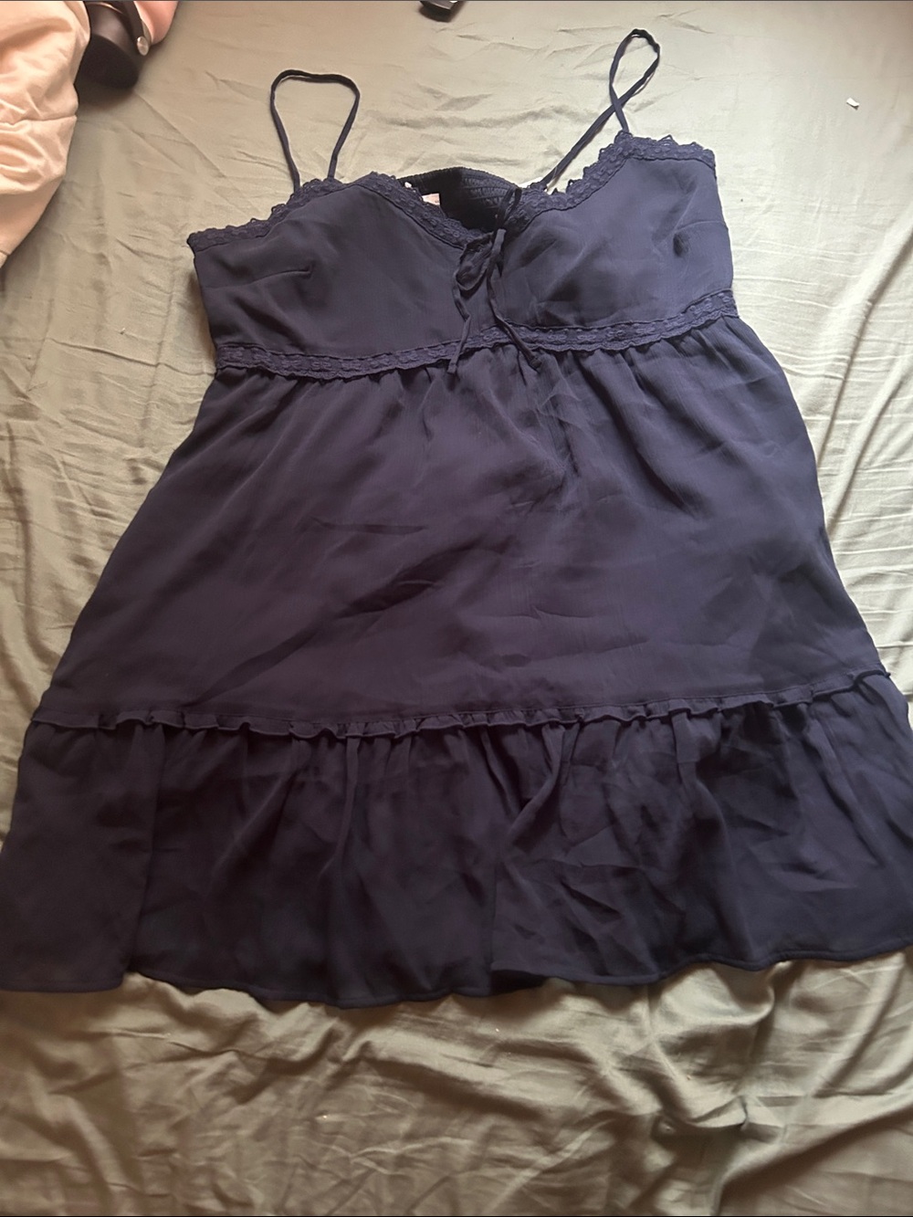 Hollister Navy Backless Babydoll Dress